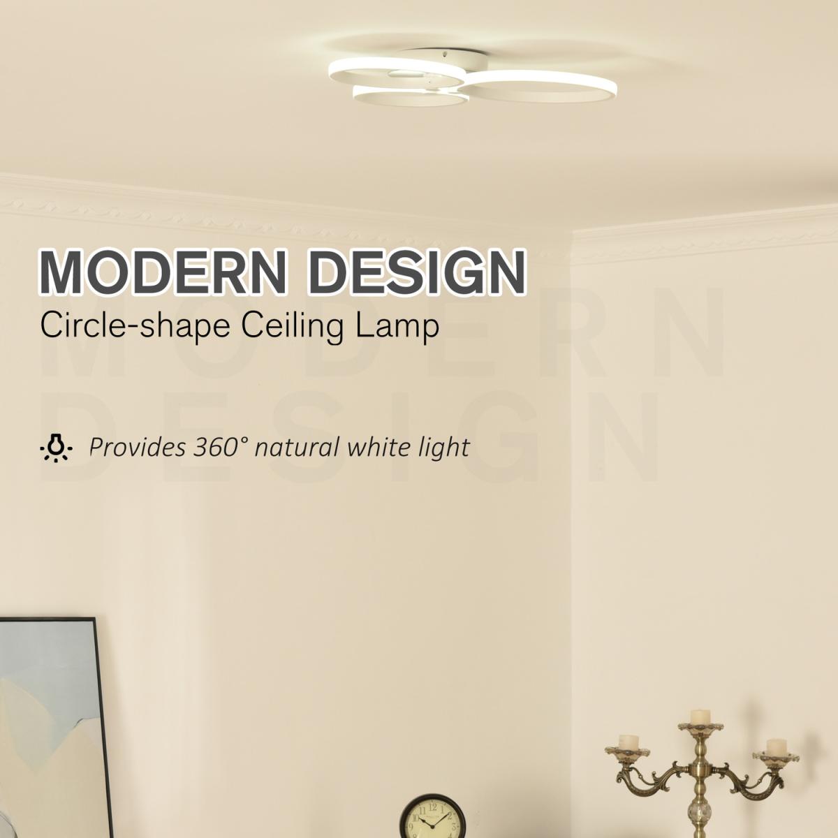 Three Circle LED Ceiling Modern Light with Metal Base - Silver, White – image 5