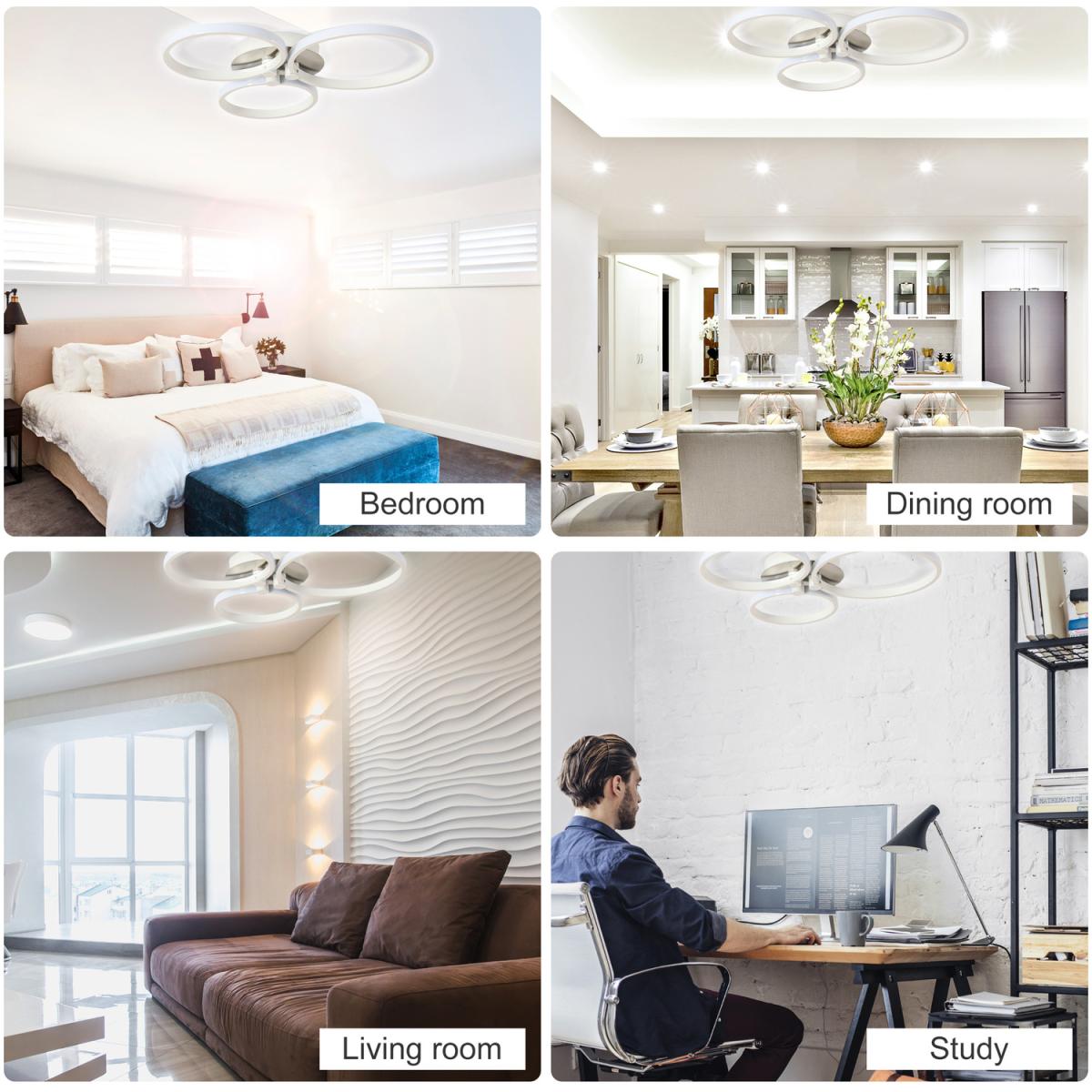 Three Circle LED Ceiling Modern Light with Metal Base - Silver, White – image 6