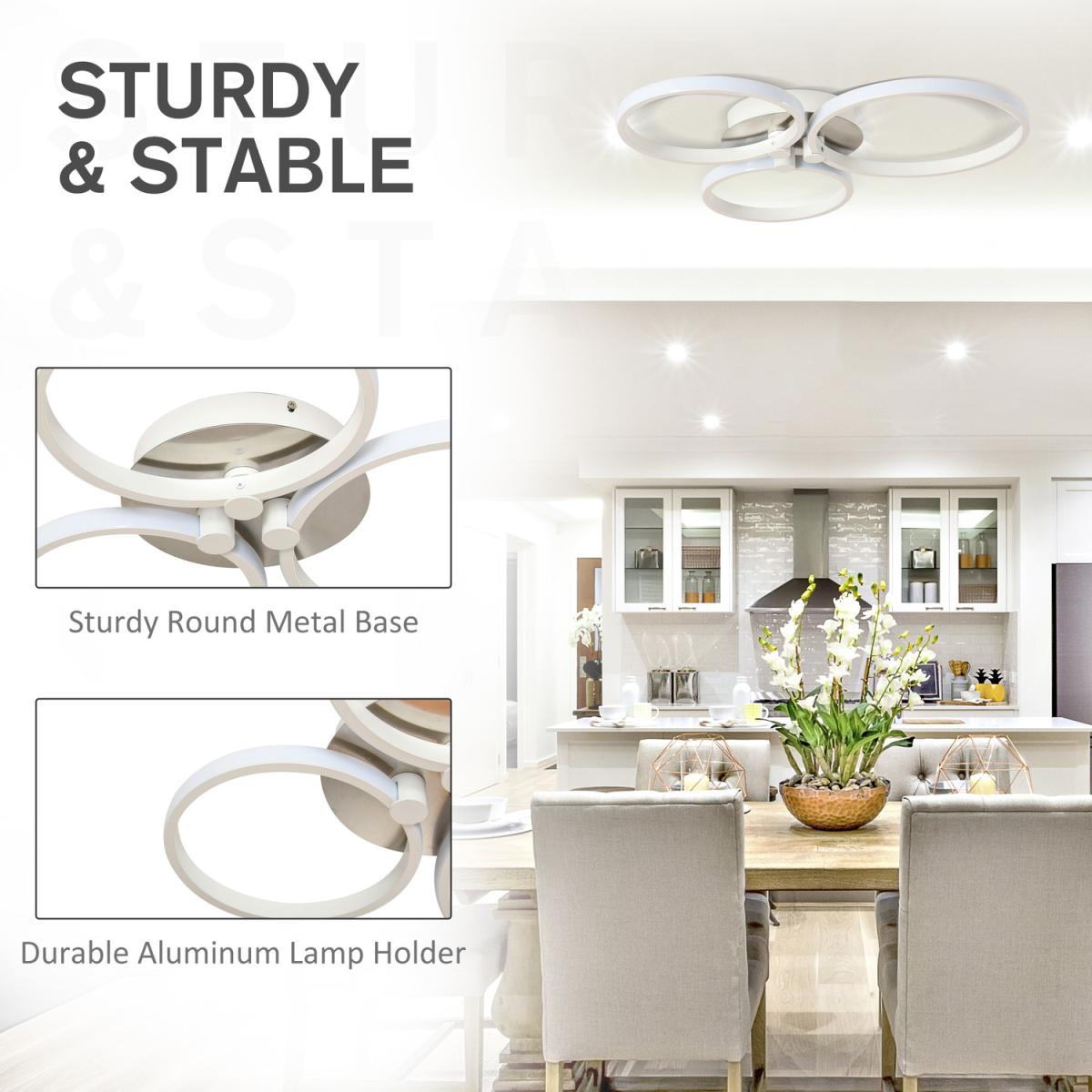 Three Circle LED Ceiling Modern Light with Metal Base - Silver, White – image 7