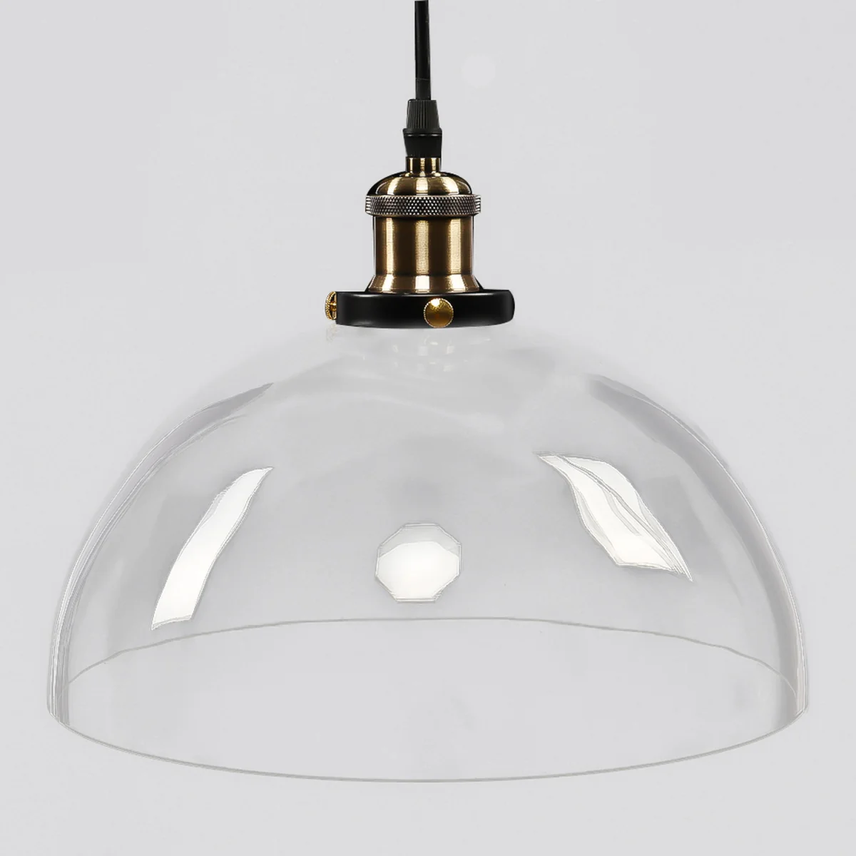 Minimal 1-Light Glass Pendant Light with Clear Lampshade - Clear – image 3