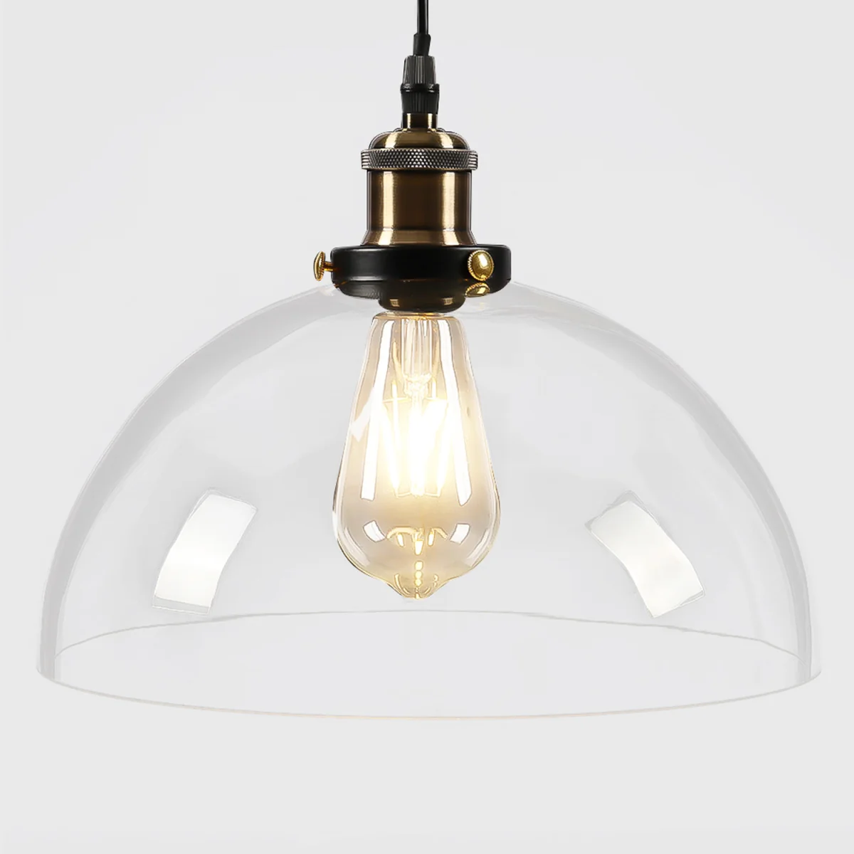 Minimal 1-Light Glass Pendant Light with Clear Lampshade - Clear – image 4