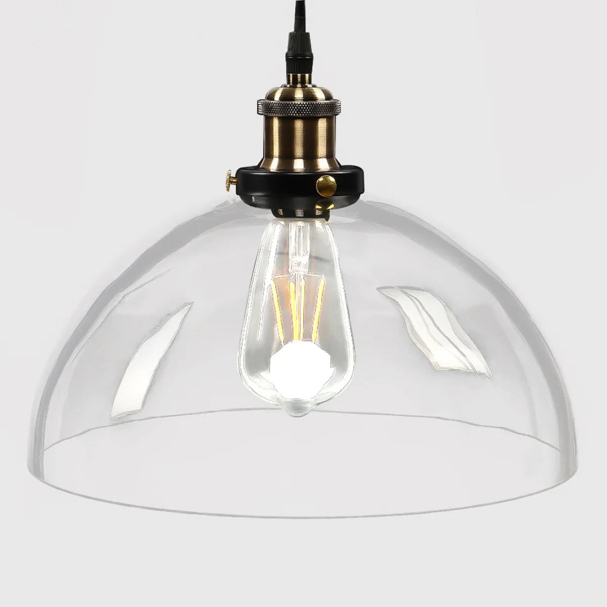 Minimal 1-Light Glass Pendant Light with Clear Lampshade - Clear – image 5