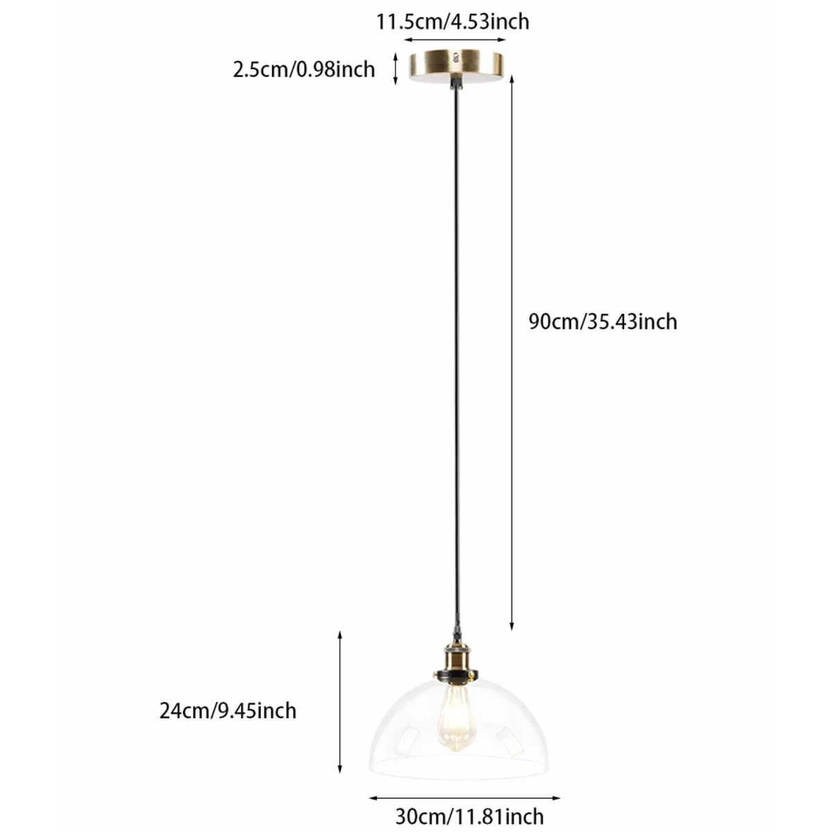 Minimal 1-Light Glass Pendant Light with Clear Lampshade - Clear – image 6