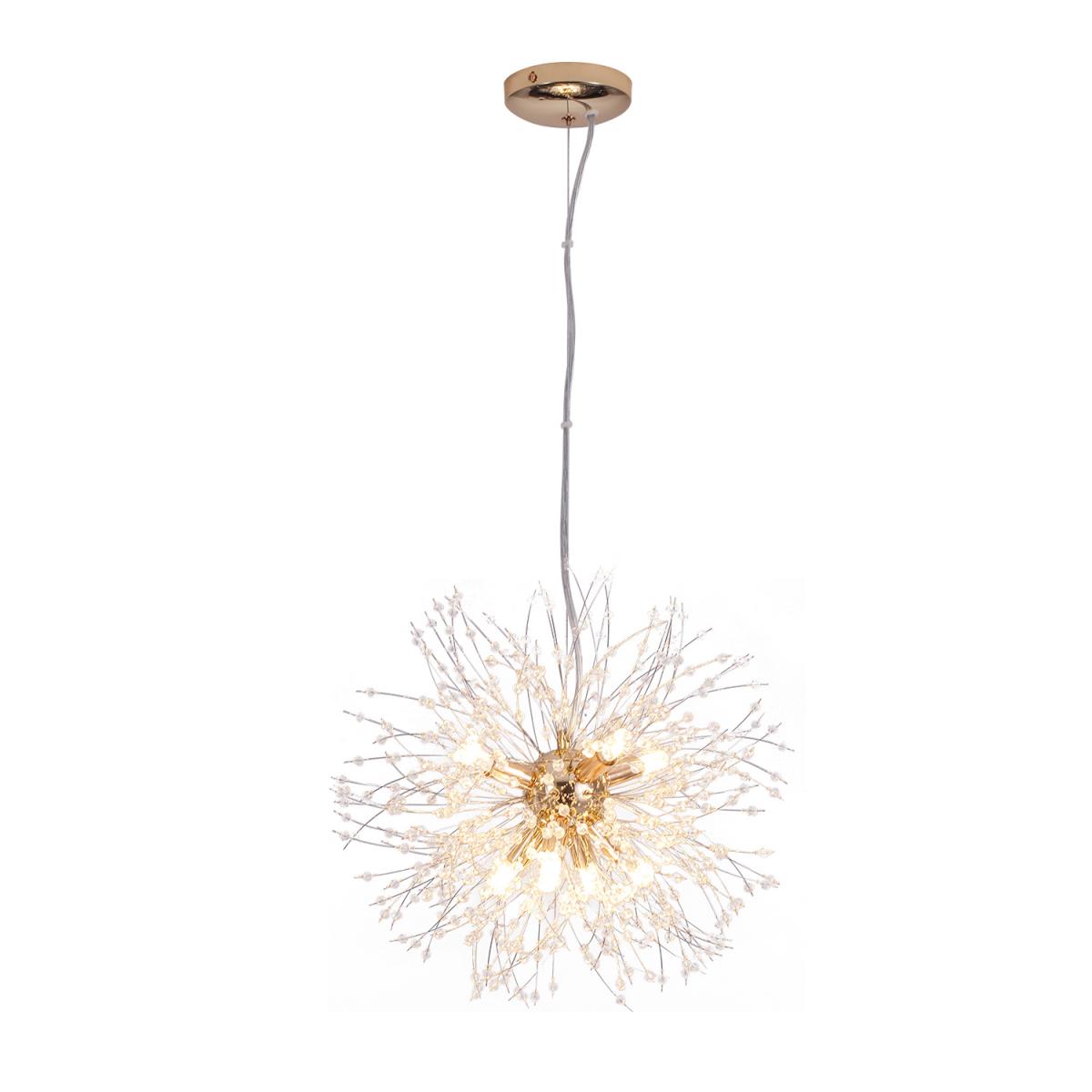 8-Light Dandelion Crystal Pendant - Gold – image 2
