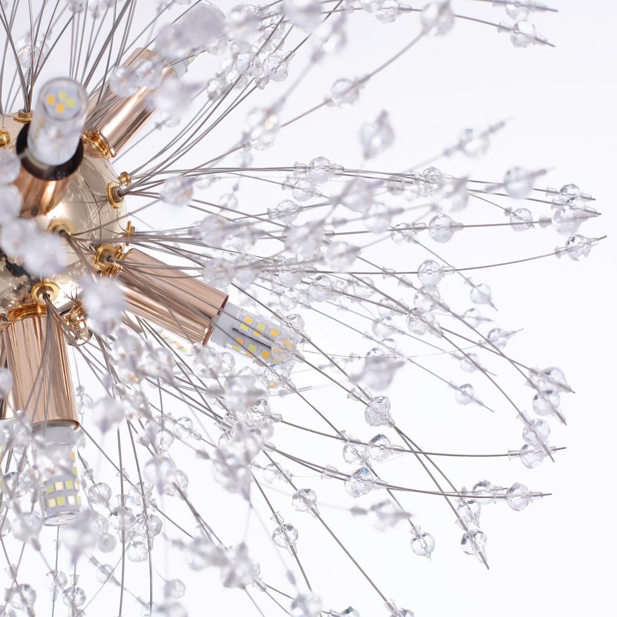 8-Light Dandelion Crystal Pendant - Gold – image 4