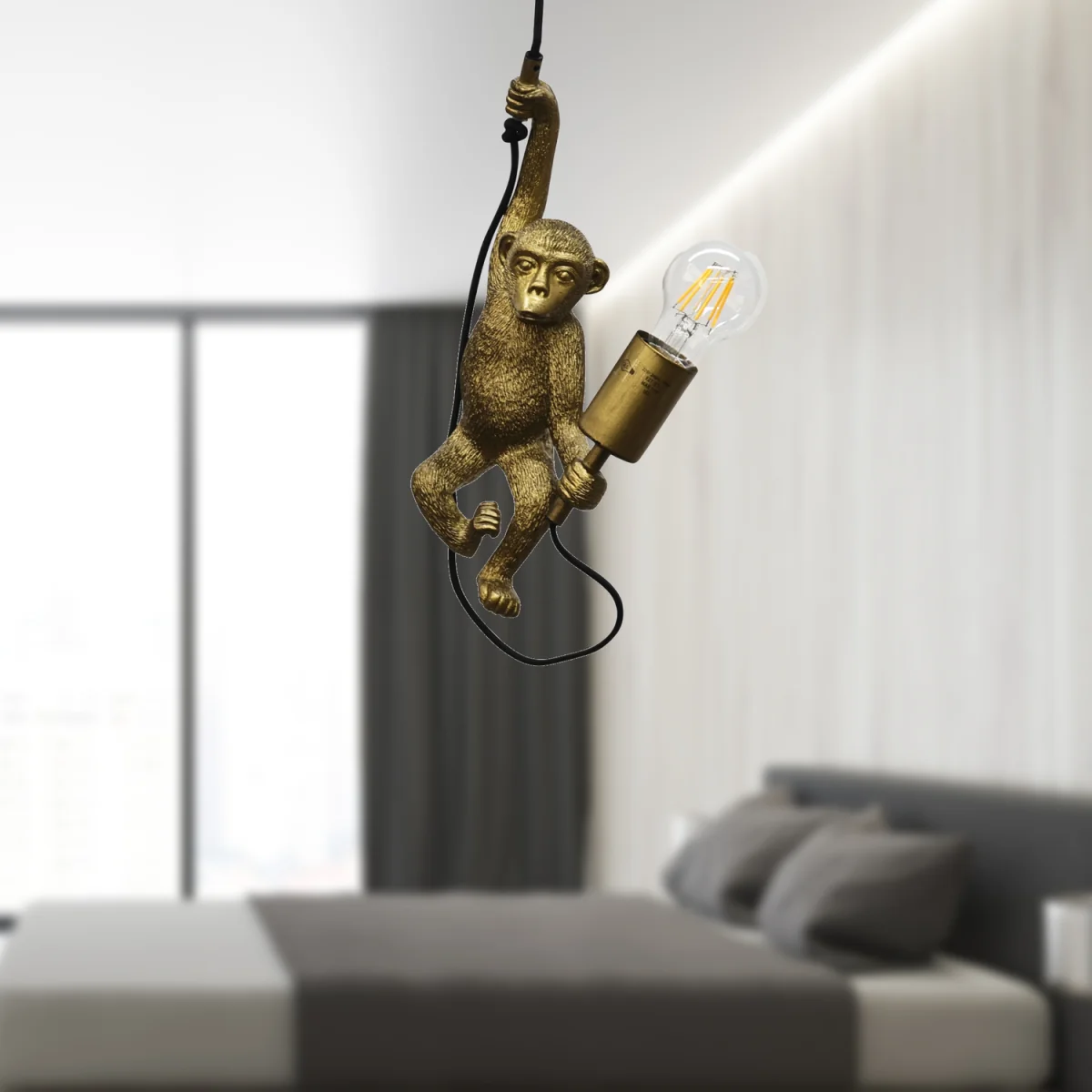 Norman Ceiling Single Pendant Light - Gold Resin With Black Detail – image 6