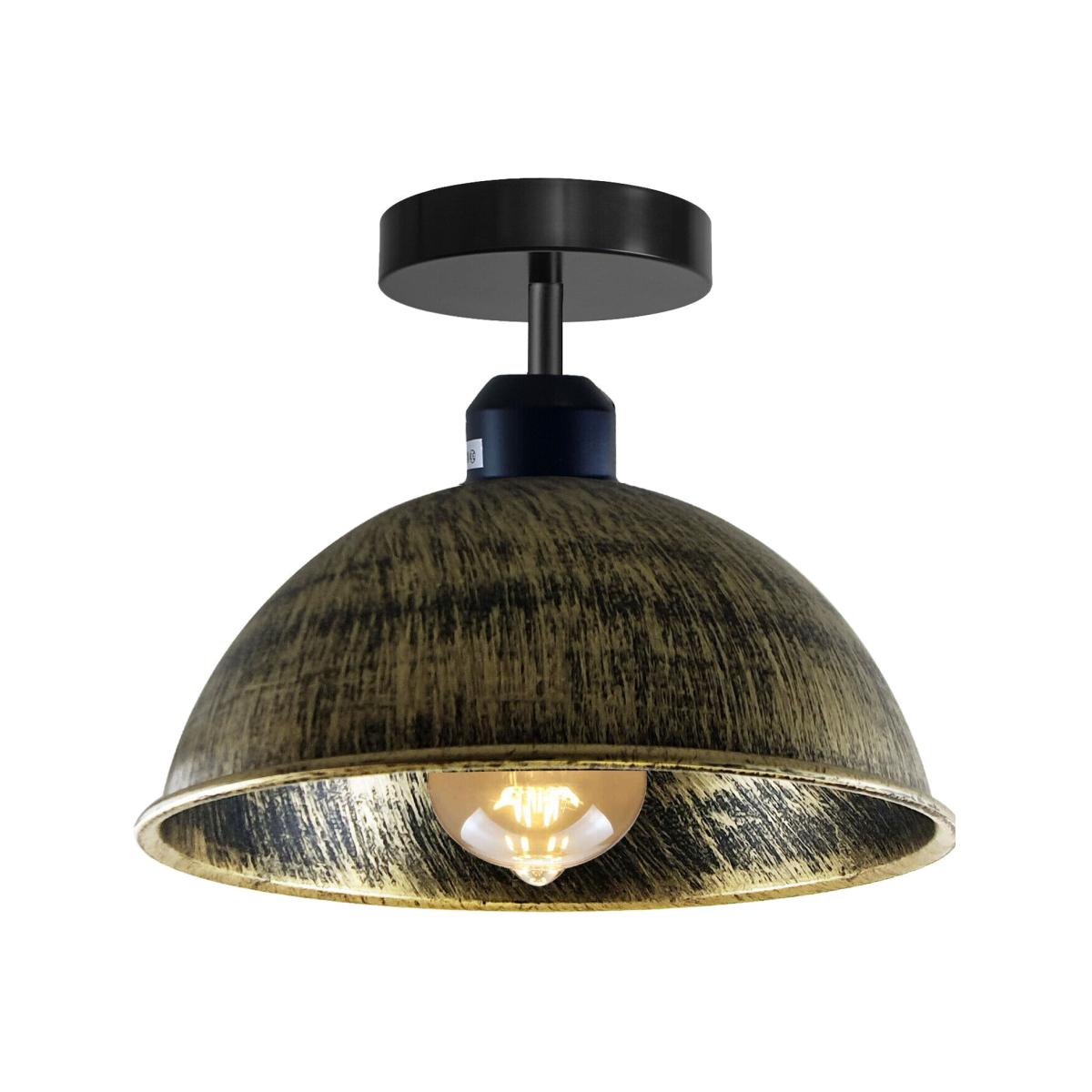 Retro Style Brass Ceiling Iron Light Set with Bulb Dome Shape - Brass