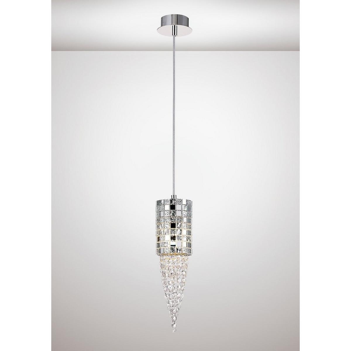Camden Ceiling Pendant 1 Light G9 Polished Chrome, Mosaic Glass, Crystal - Polished Chrome – image 2