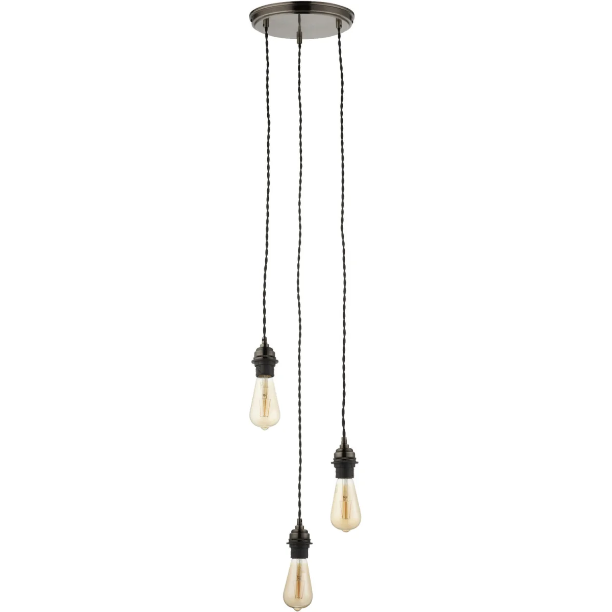 Set Of 2 Brushed Bronze Vintage Braided Cable 3 Light Pendant Sets - Brushed Bronze – image 3