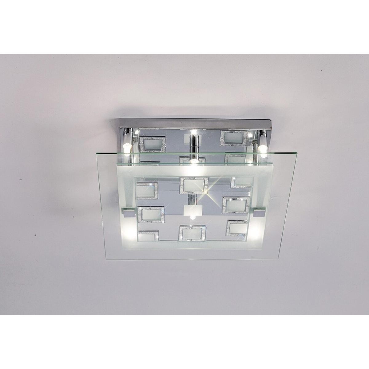 Destello Ceiling Square with Square Pattern 6 Light Polished Chrome, Crystal - Polished Chrome – image 2