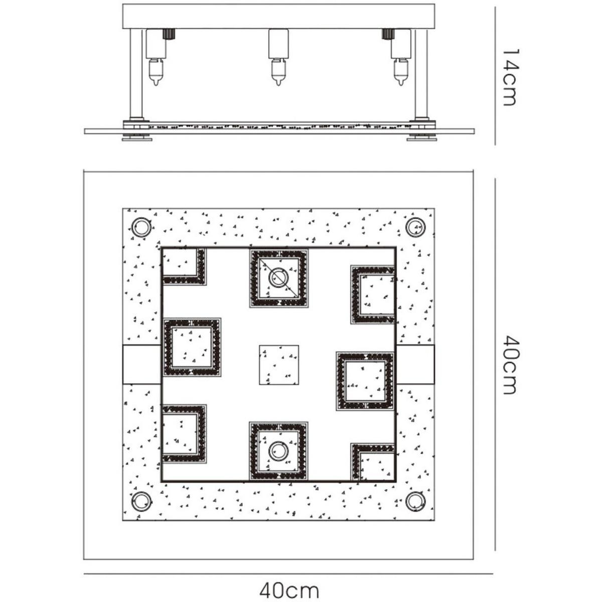 Destello Ceiling Square with Square Pattern 6 Light Polished Chrome, Crystal - Polished Chrome – image 3