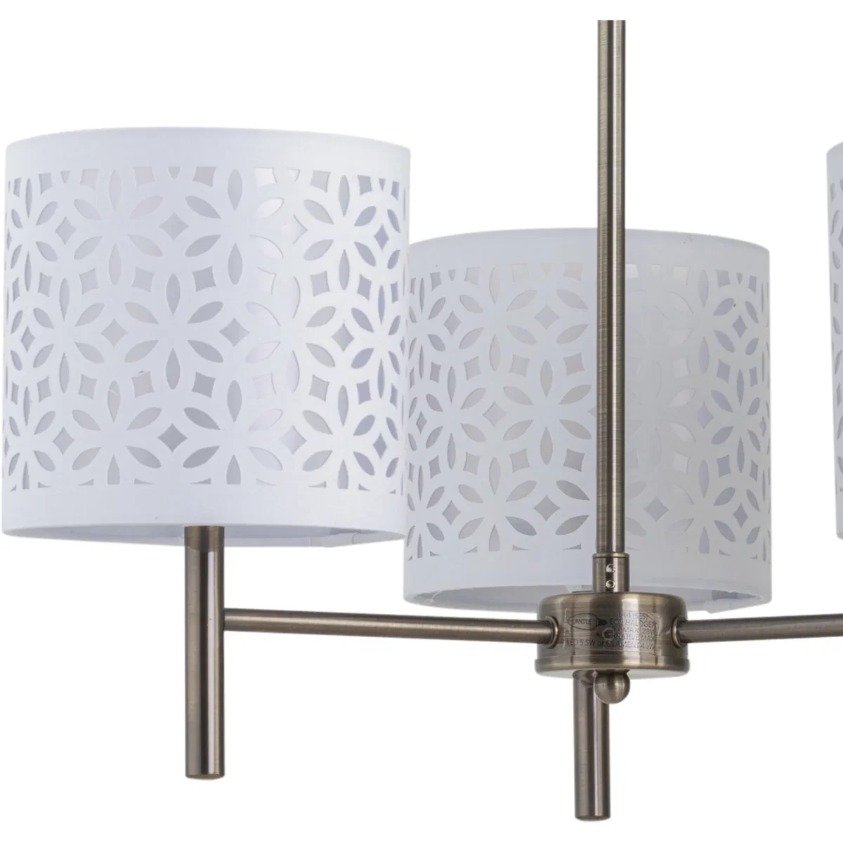 Brea Antique Brass 3 Light Fitting With White Cut Out Shades - Antique Brass & White – image 2