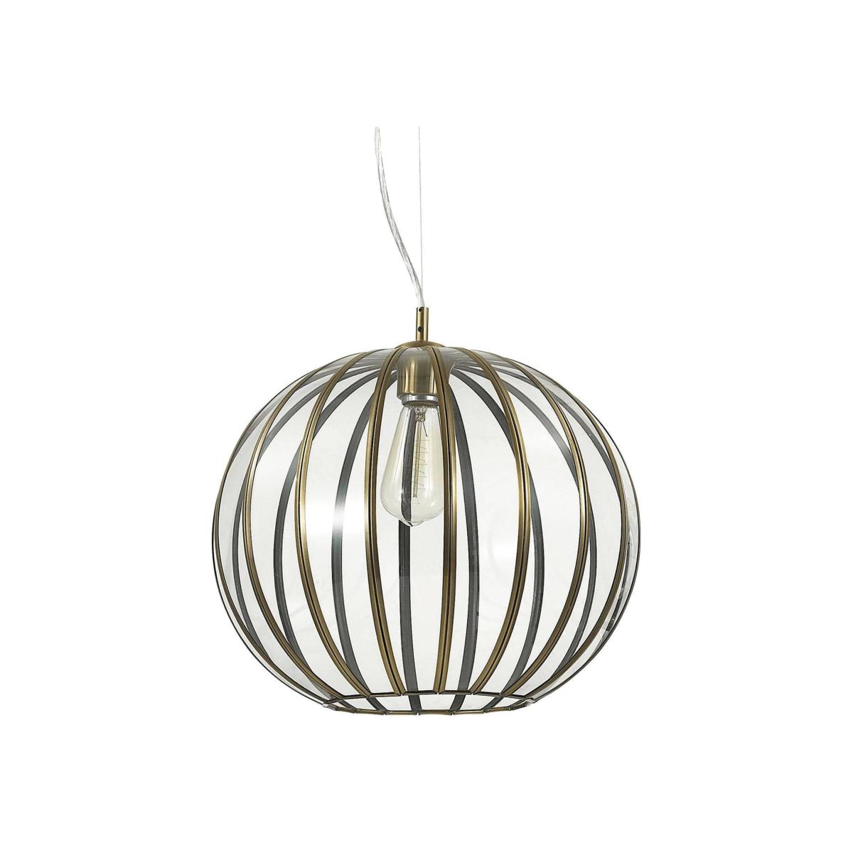 Rondo 1 Light Spherical Ceiling Pendant - Burnished Finish / 40cm