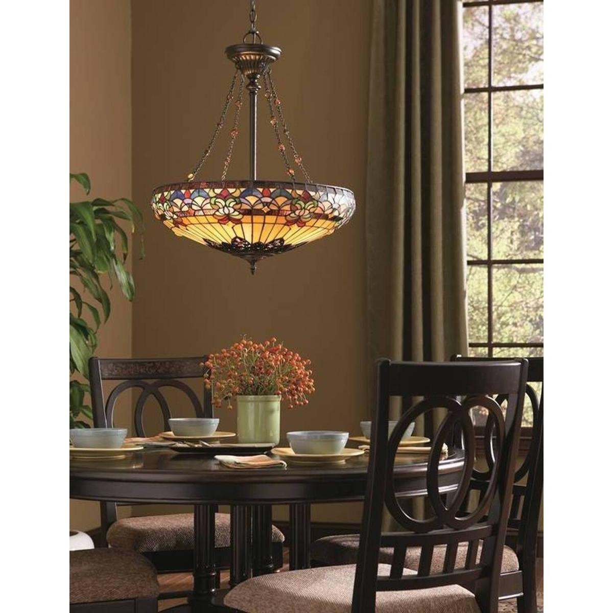 Belle Fleur 4 Light Tiffany Ceiling Pendant Vintage Bronze, E27 - Vintage Bronze – image 2
