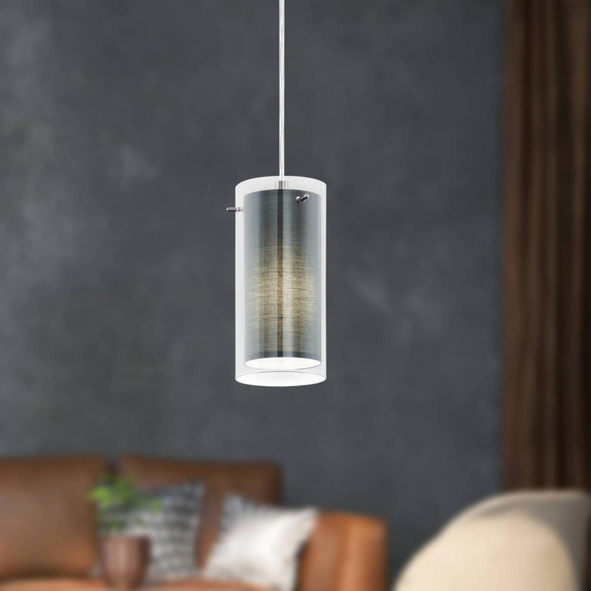 EGLO Pinto Textile Grey Clear Pendant - Black – image 2