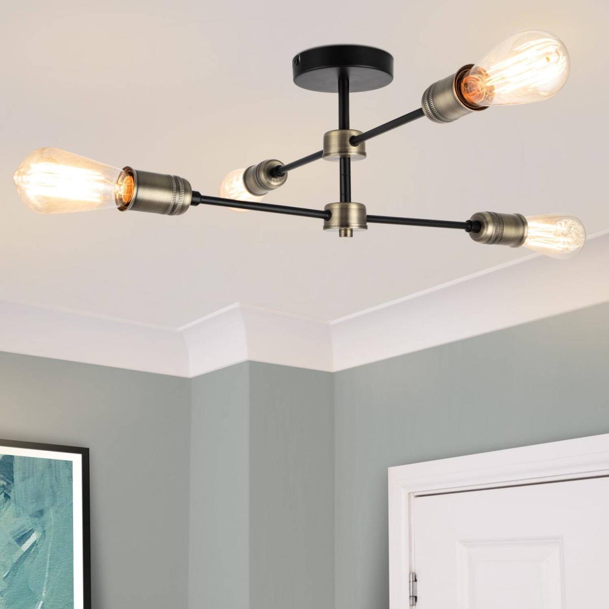 COSYLYTE Linton 4 Light Adjustable Ceiling Light - Antique Brass