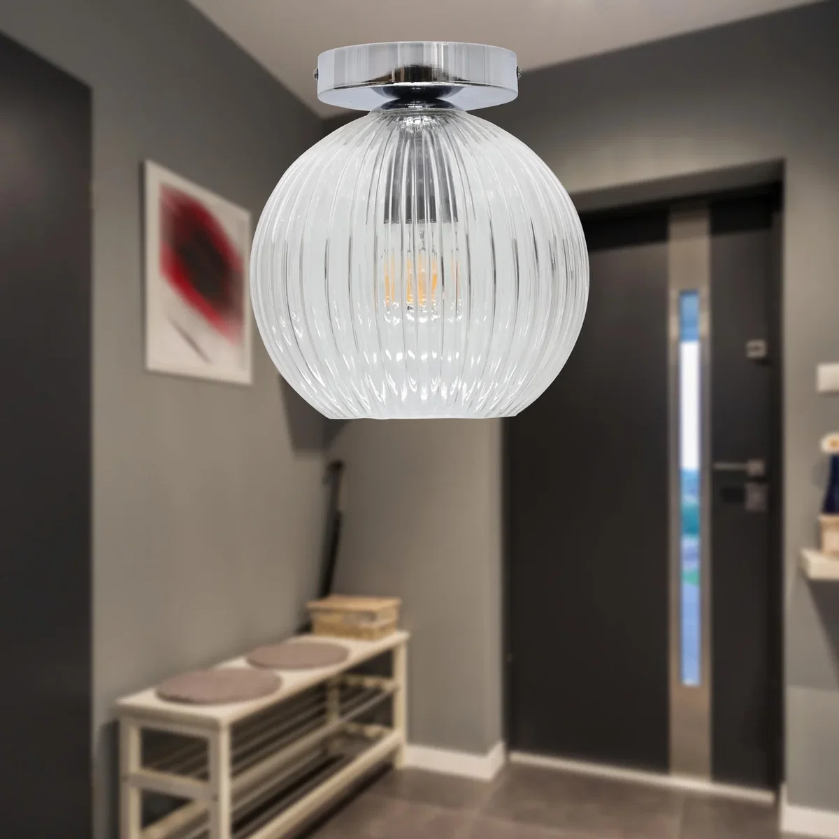 Cynthia Chrome Ceiling Flush Mount Ceiling Light For Easy Fit Shades - Chrome – image 4