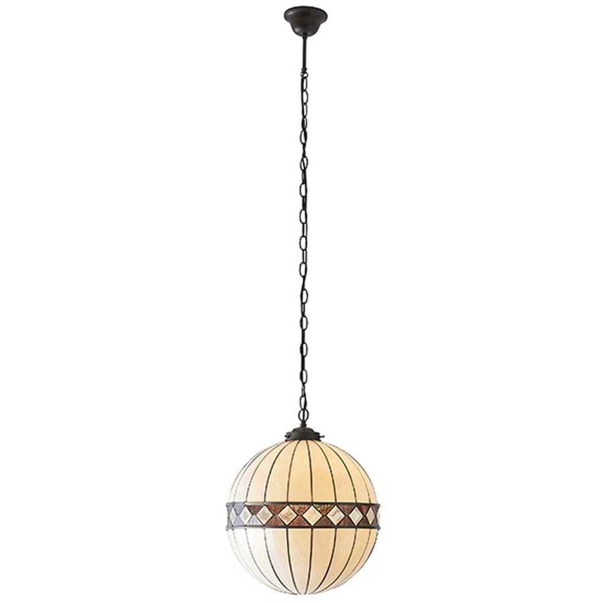 Fargo 1 Light Medium Globe Ceiling Pendant Dark Bronze, Tiffany glass, E27 - Dark Bronze – image 2