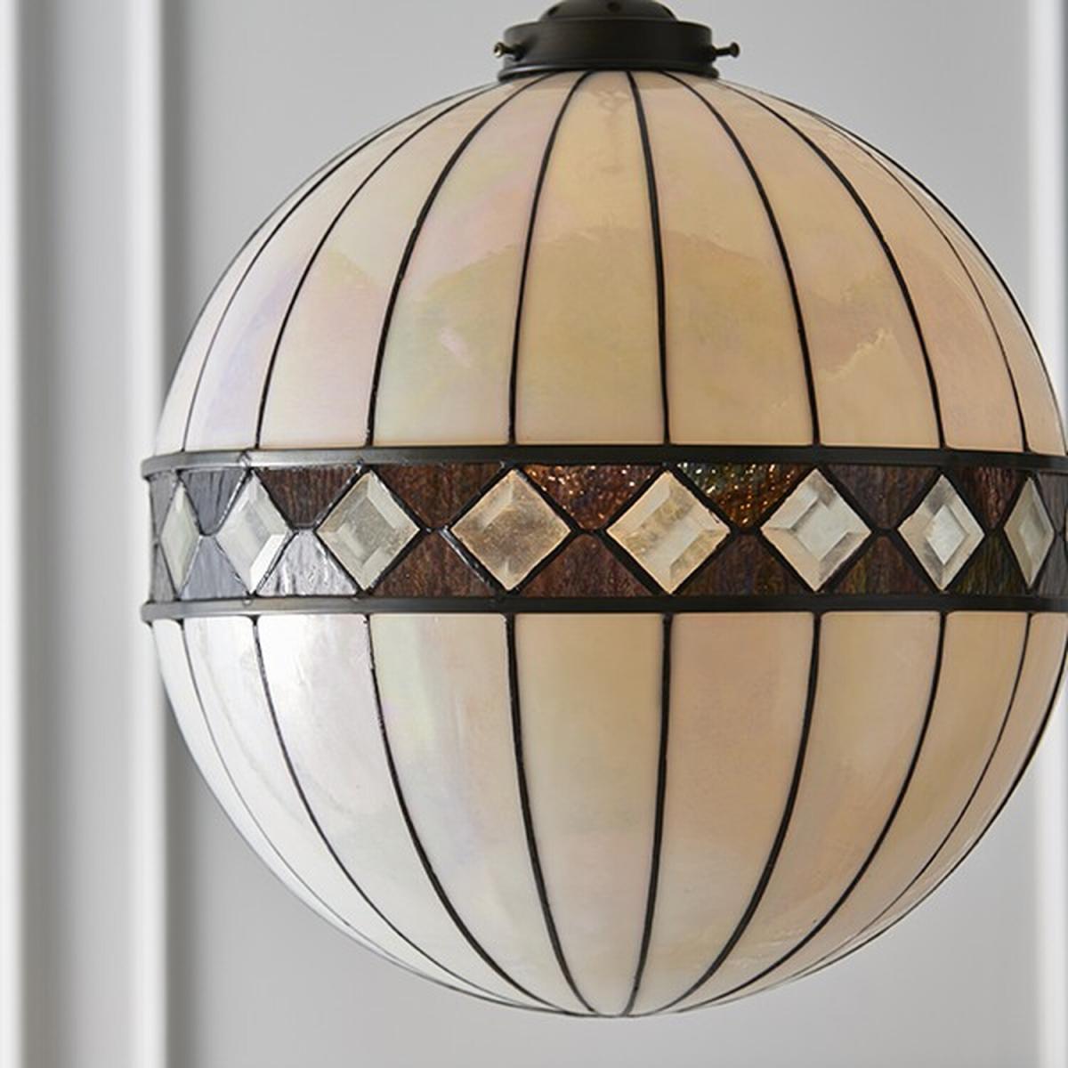 Fargo 1 Light Medium Globe Ceiling Pendant Dark Bronze, Tiffany glass, E27 - Dark Bronze – image 4