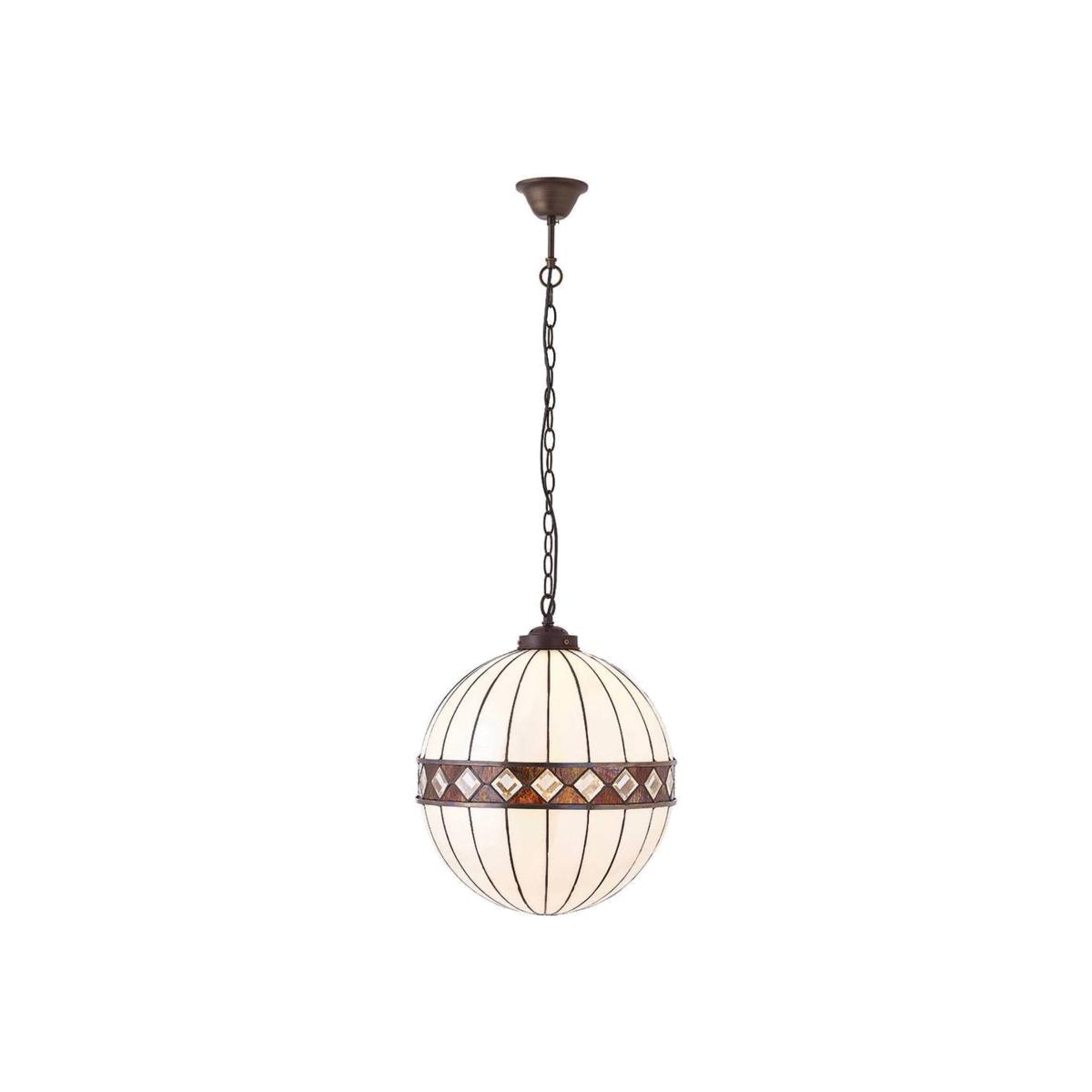 Fargo 1 Light Medium Globe Ceiling Pendant Dark Bronze, Tiffany glass, E27 - Dark Bronze – image 1