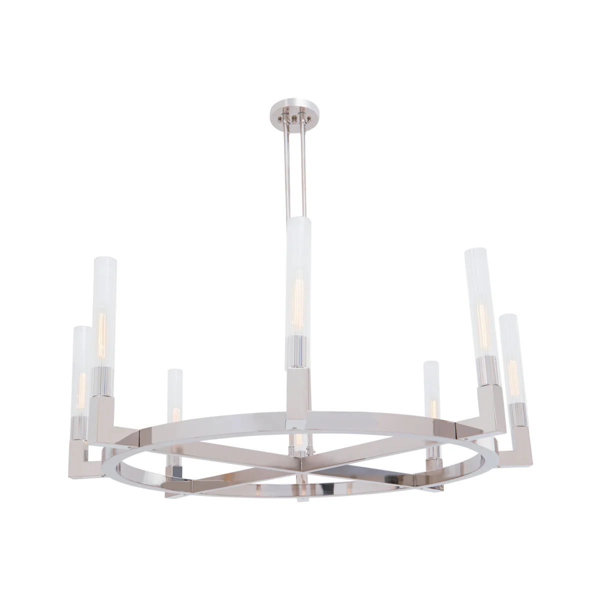 Alexis Nickel Finish 8 Bulb Round Statement Pendant Light - Silver – image 1