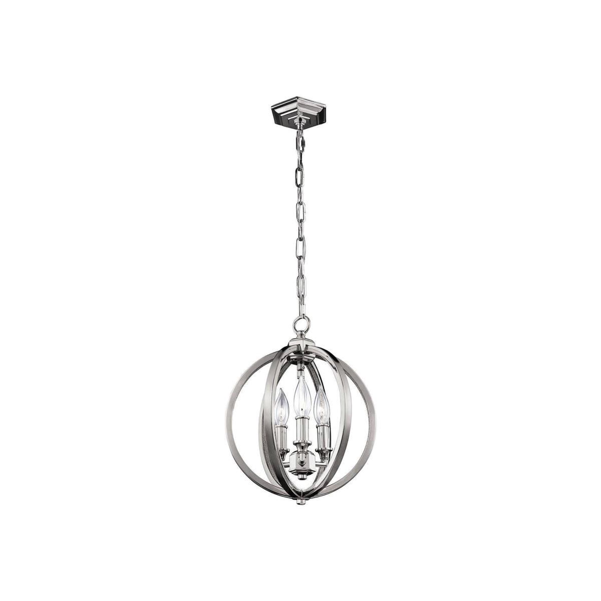 Corinne 3 Light Small Spherical Ceiling Pendant Polished Nickel, E14 - Polished Nickel – image 1