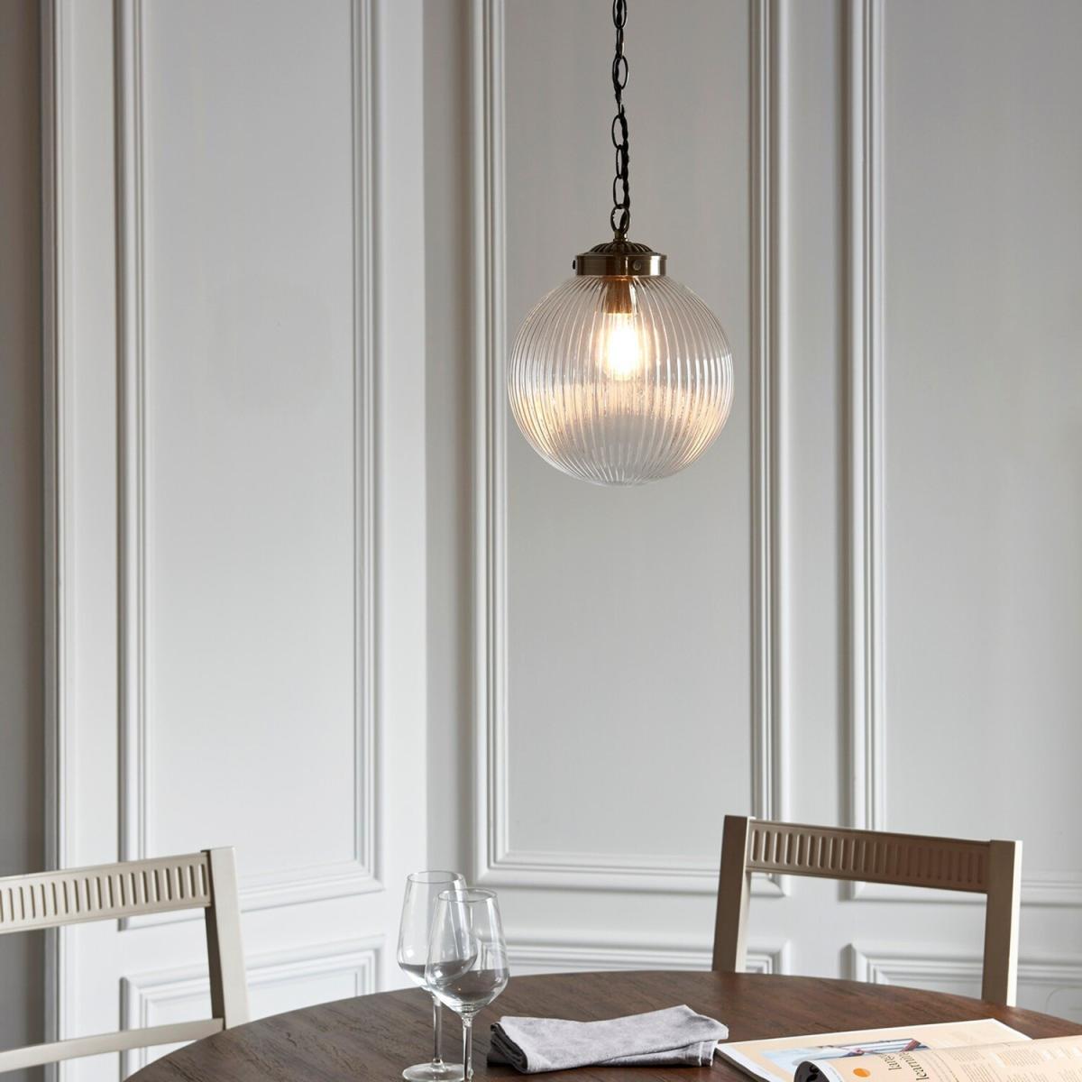Brydon 1 Light Globe Ceiling Pendant Antique Brass, Clear Glass, E27 - Antique Brass / 25cm – image 2