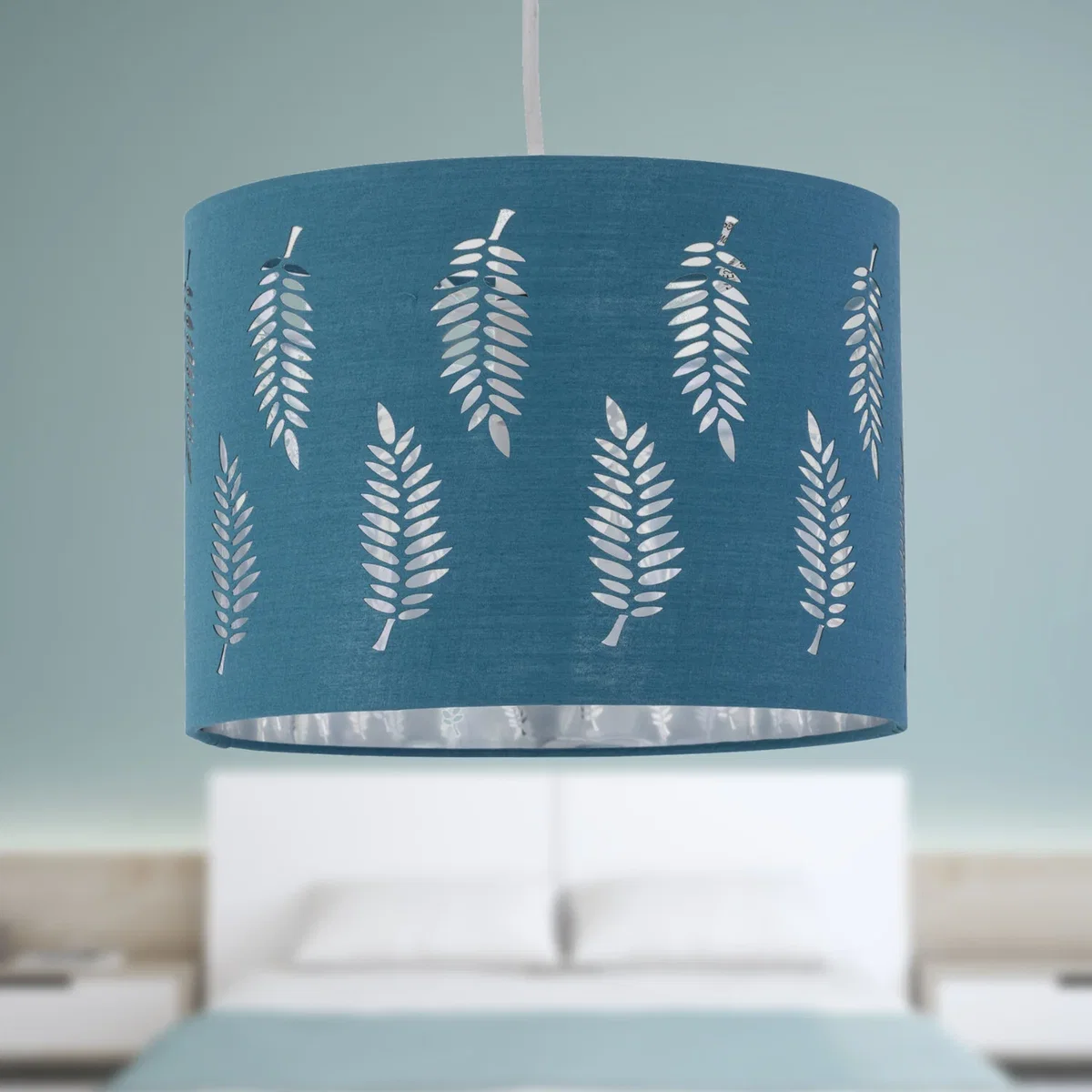 Fern Teal Cut Out 30cm Pendant Lightshade - Teal – image 4