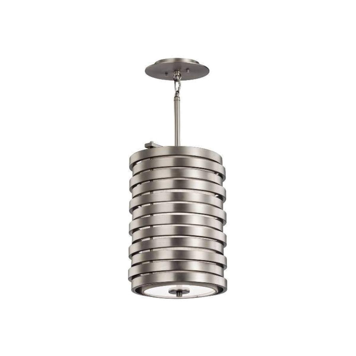 Roswell 1 Light Ceiling Round Pendant Brushed Nickel, E27 - Brushed Nickel