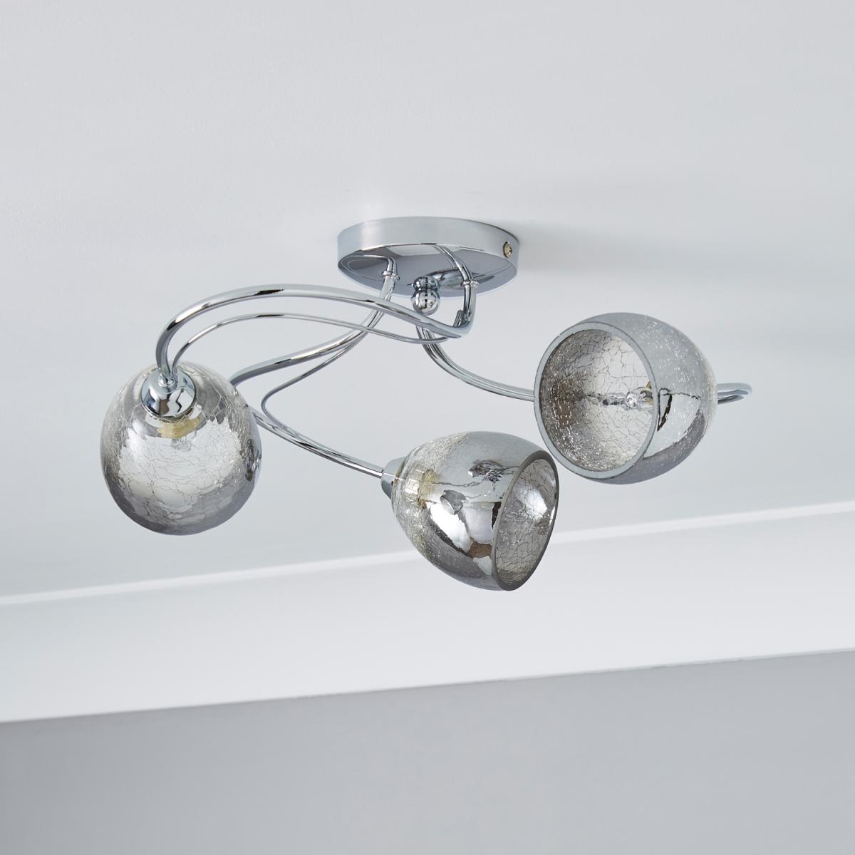 Brent 3 Light Swirl Semi Flush Ceiling Light - Silver – image 2