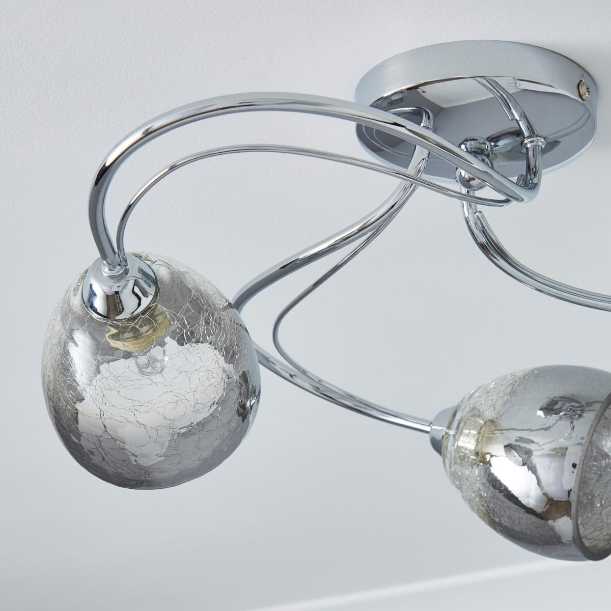 Brent 3 Light Swirl Semi Flush Ceiling Light - Silver – image 3