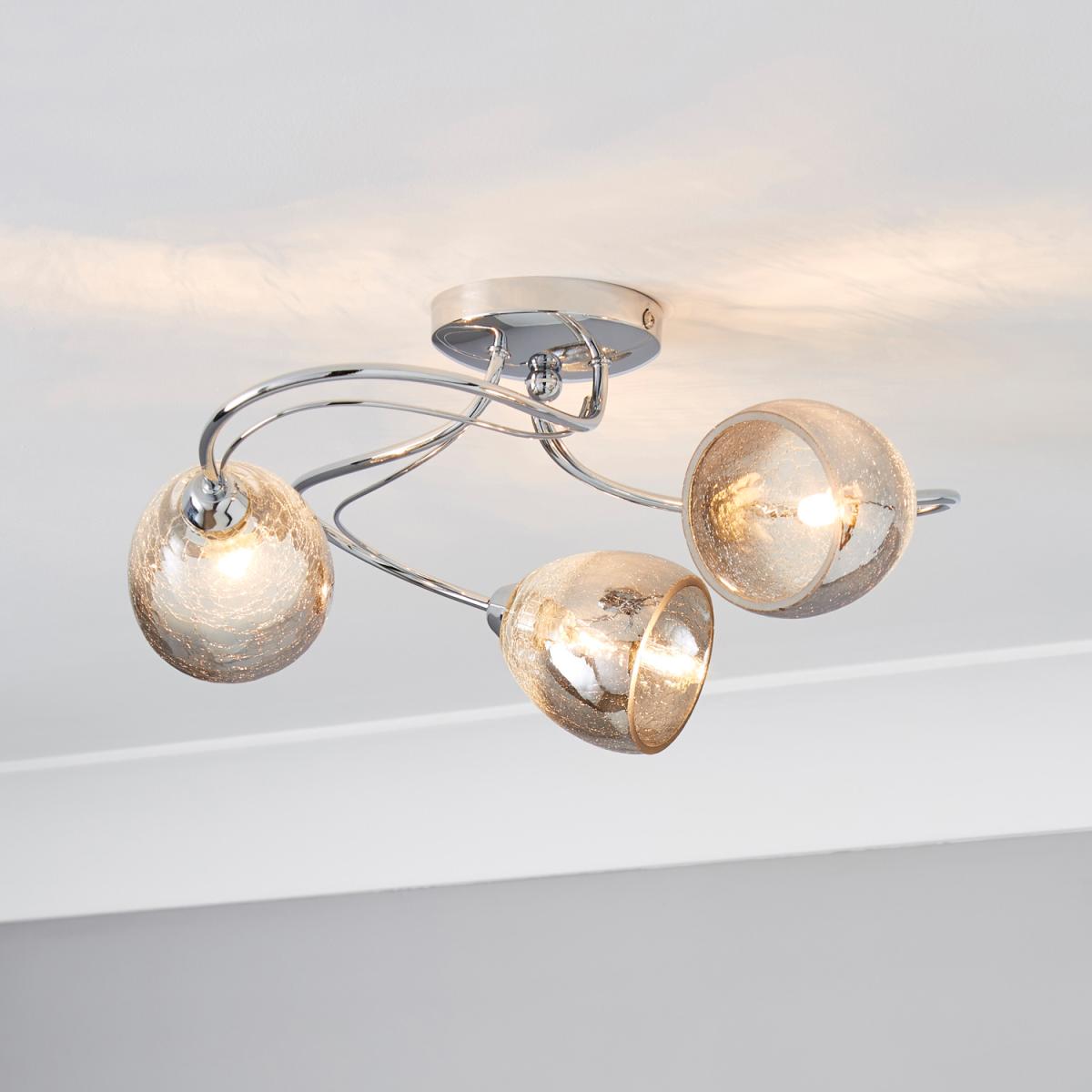 Brent 3 Light Swirl Semi Flush Ceiling Light - Silver – image 5