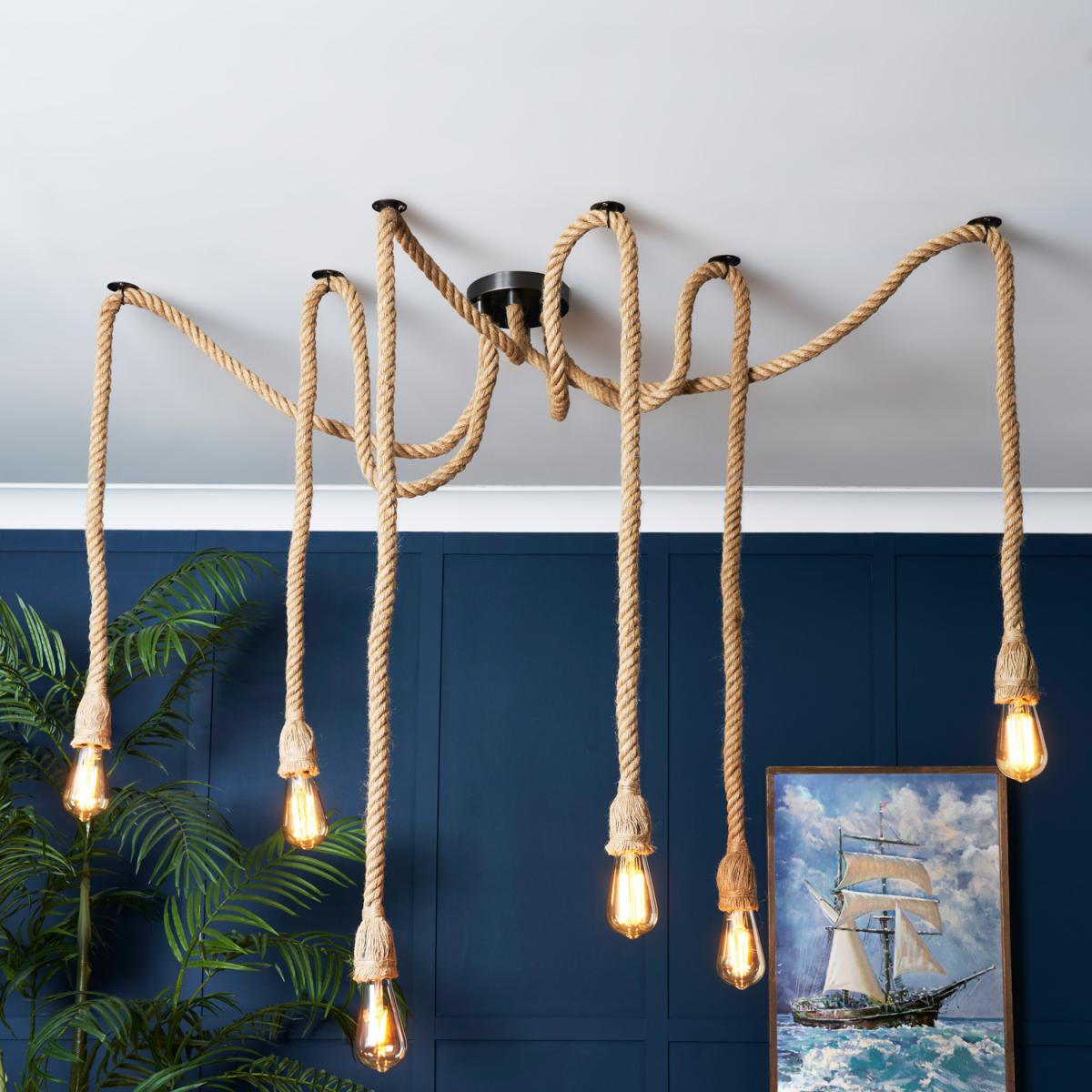 Pascal 6 Light Rope Cluster Pendant - Pewter – image 3