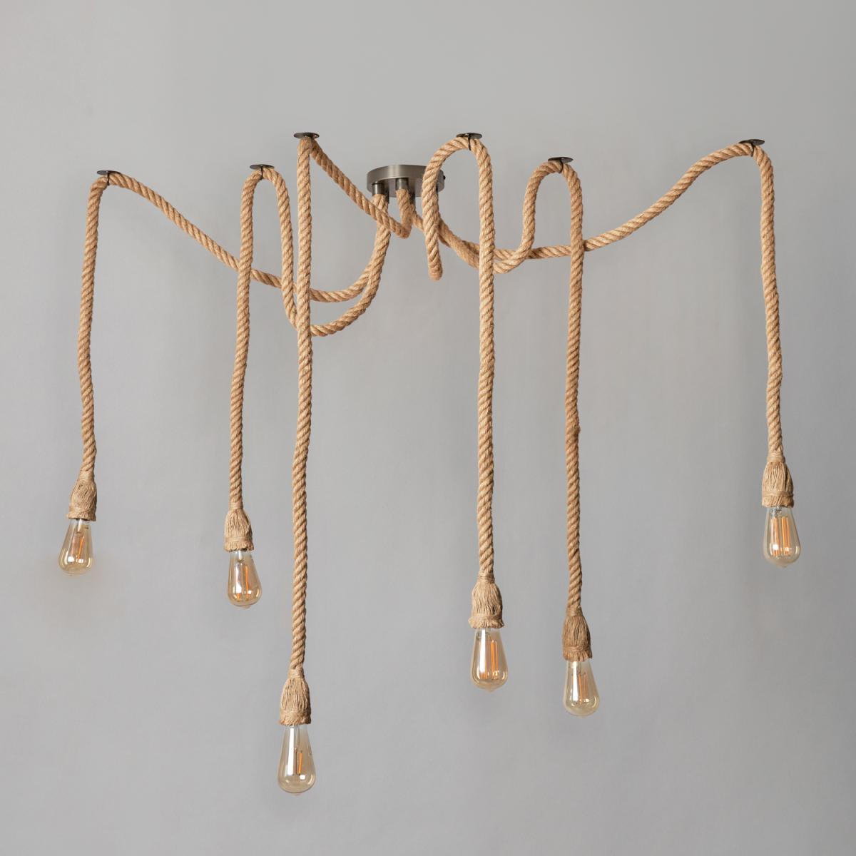 Pascal 6 Light Rope Cluster Pendant - Pewter – image 4