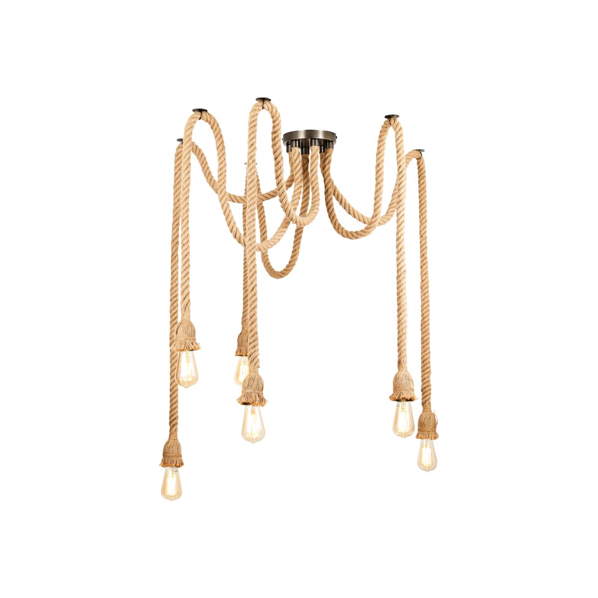 Pascal 6 Light Rope Cluster Pendant - Pewter – image 1