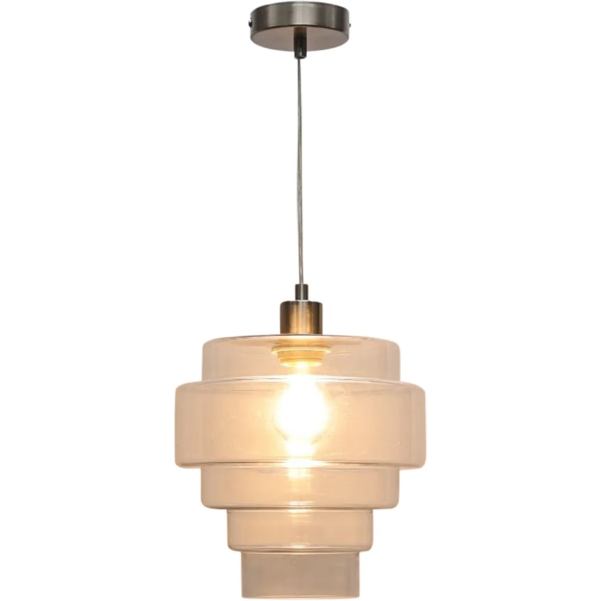 Benson 5 Tier Clear Glass & Satin Nickel Ceiling Pendant Light - Satin Nickel & Clear – image 2