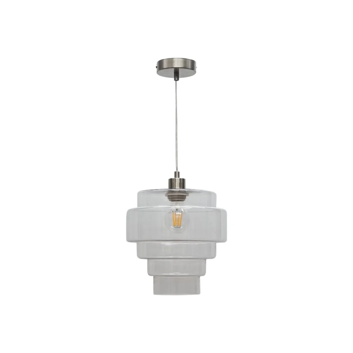Benson 5 Tier Clear Glass & Satin Nickel Ceiling Pendant Light - Satin Nickel & Clear – image 1
