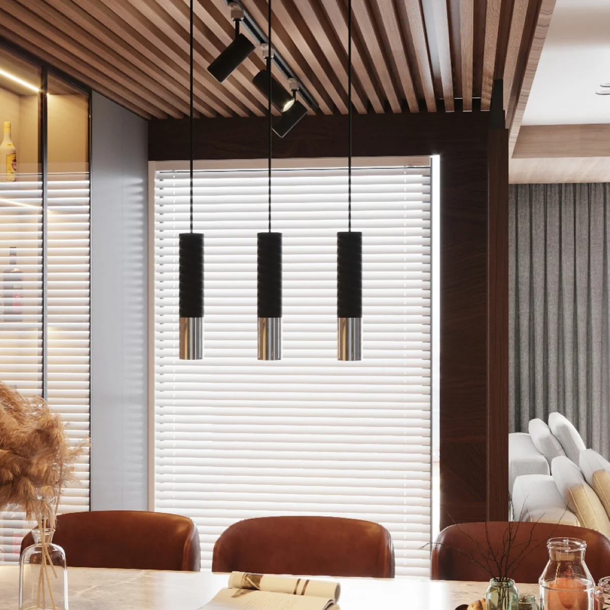 Pendant lamp LOOPEZ 1 black/copper - black/chrome – image 5