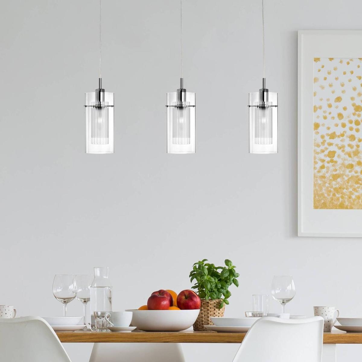 Duo 3 Light Cluster Pendant Chrome, Glass, E14 - Chrome / 71cm – image 2