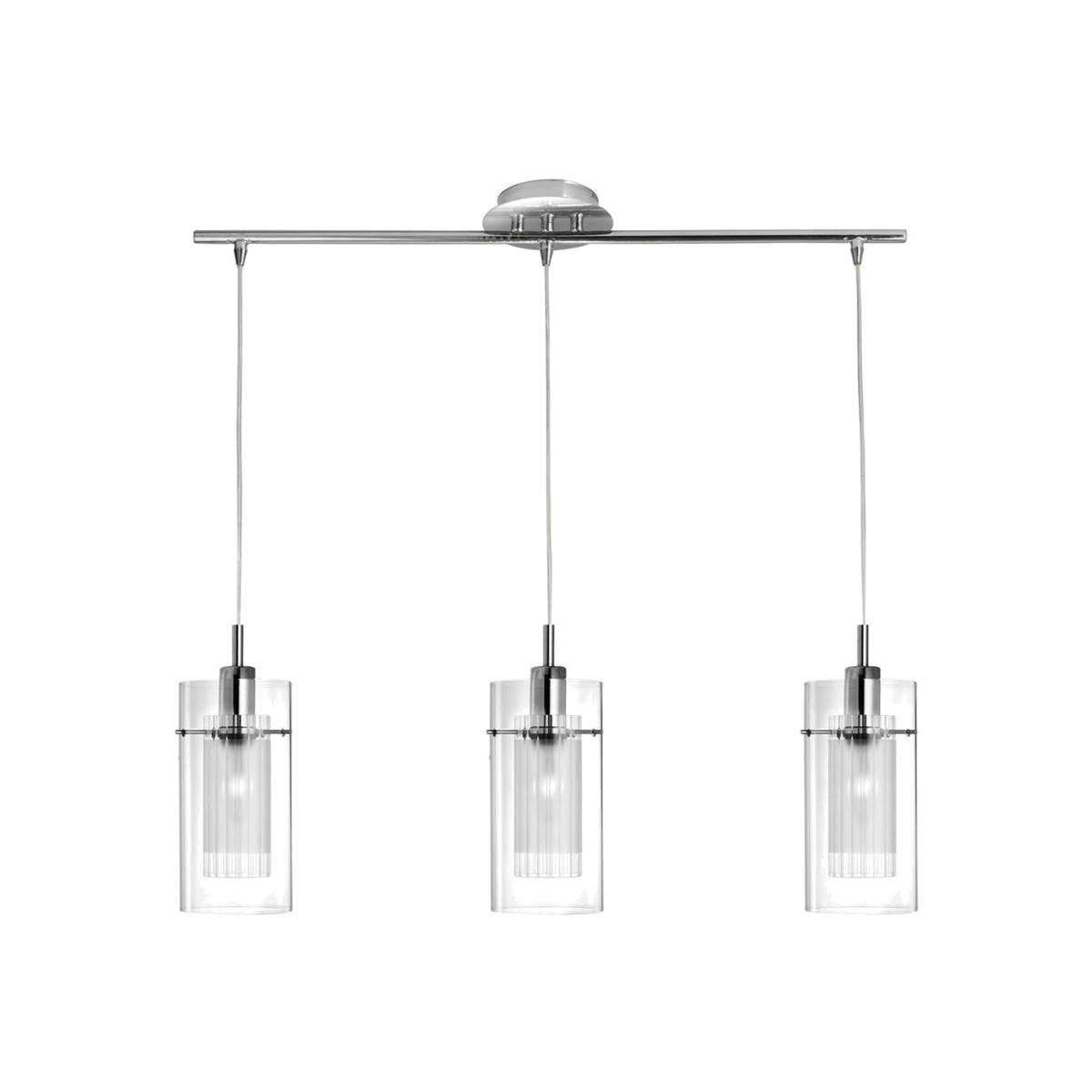 Duo 3 Light Cluster Pendant Chrome, Glass, E14 - Chrome / 71cm – image 1