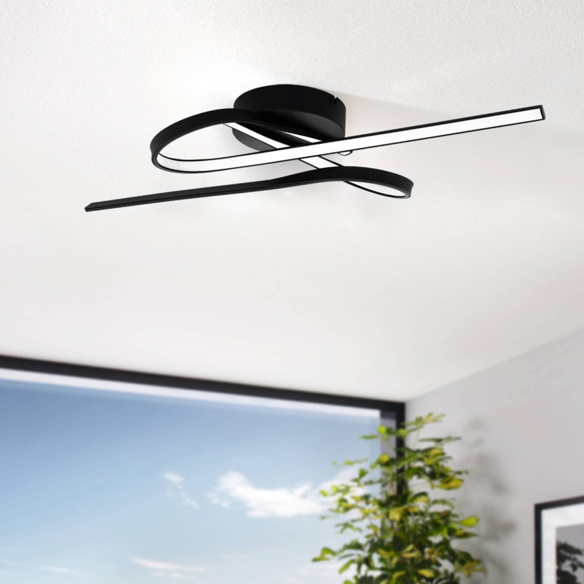 EGLO Selvina 1 LED Contemporary Flush Black Ceiling Light - Black – image 2
