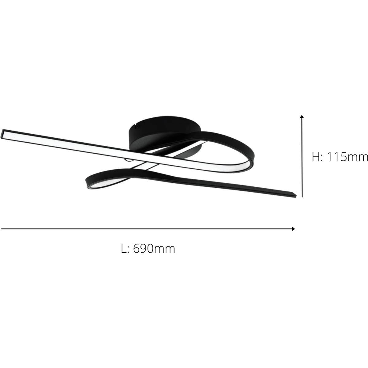 EGLO Selvina 1 LED Contemporary Flush Black Ceiling Light - Black – image 3