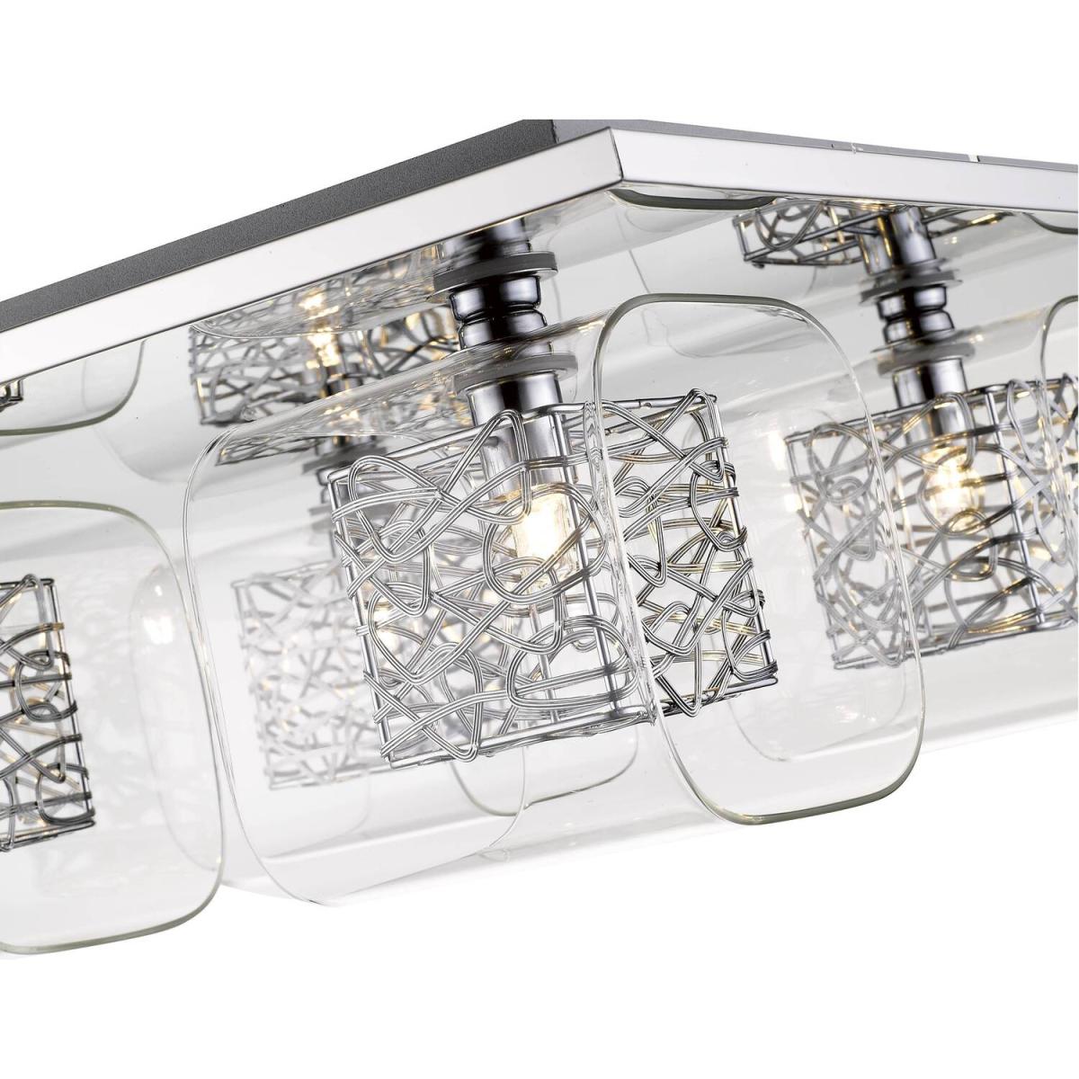 Spring 4 Light Flush Ceiling Light Mesh Chrome, Clear and Glass, G9 - Chrome – image 3