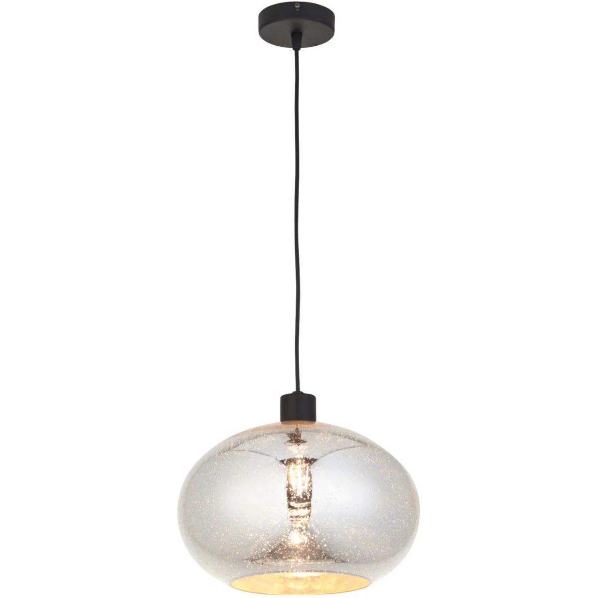 Candra Ceiling Single Pendant Light - Silver Mercury Glass With Matt Black Detail – image 5