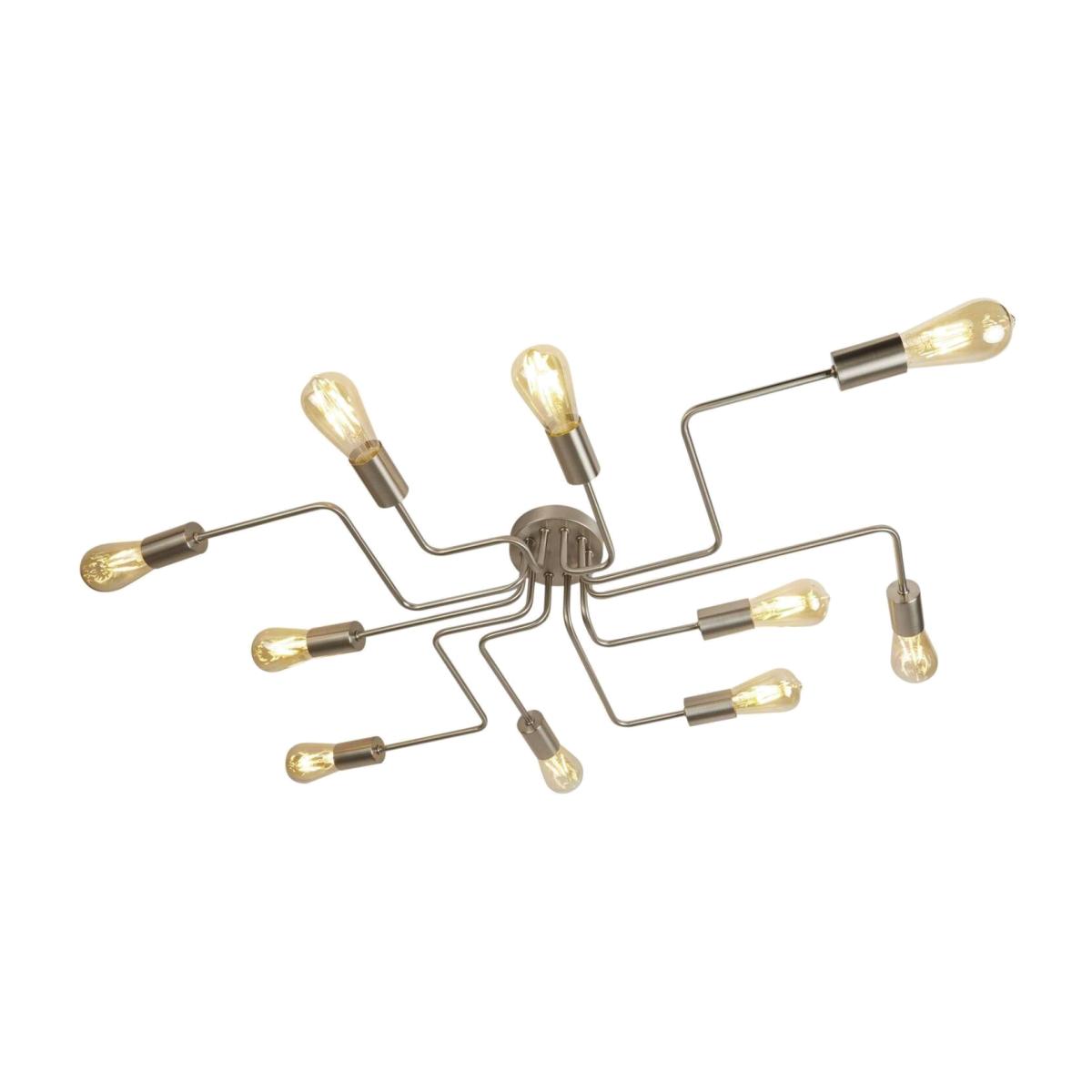 Circuit 10 Light Flush Ceiling Light Satin Silver, E27 - Satin Silver