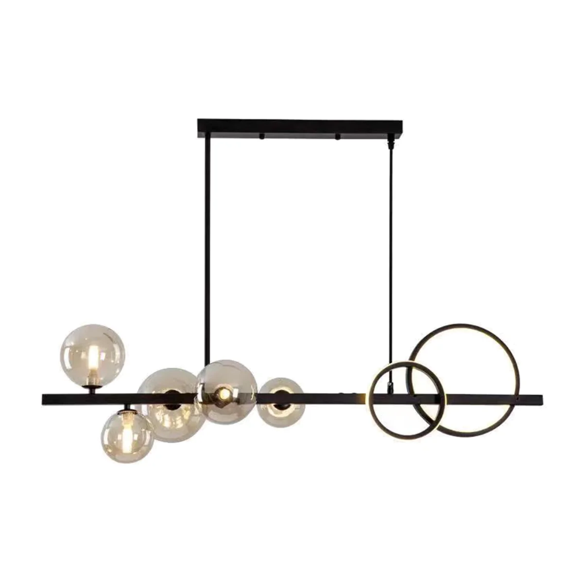 LED Height-Adjustable Dining Table Ceiling Light - Black – image 1