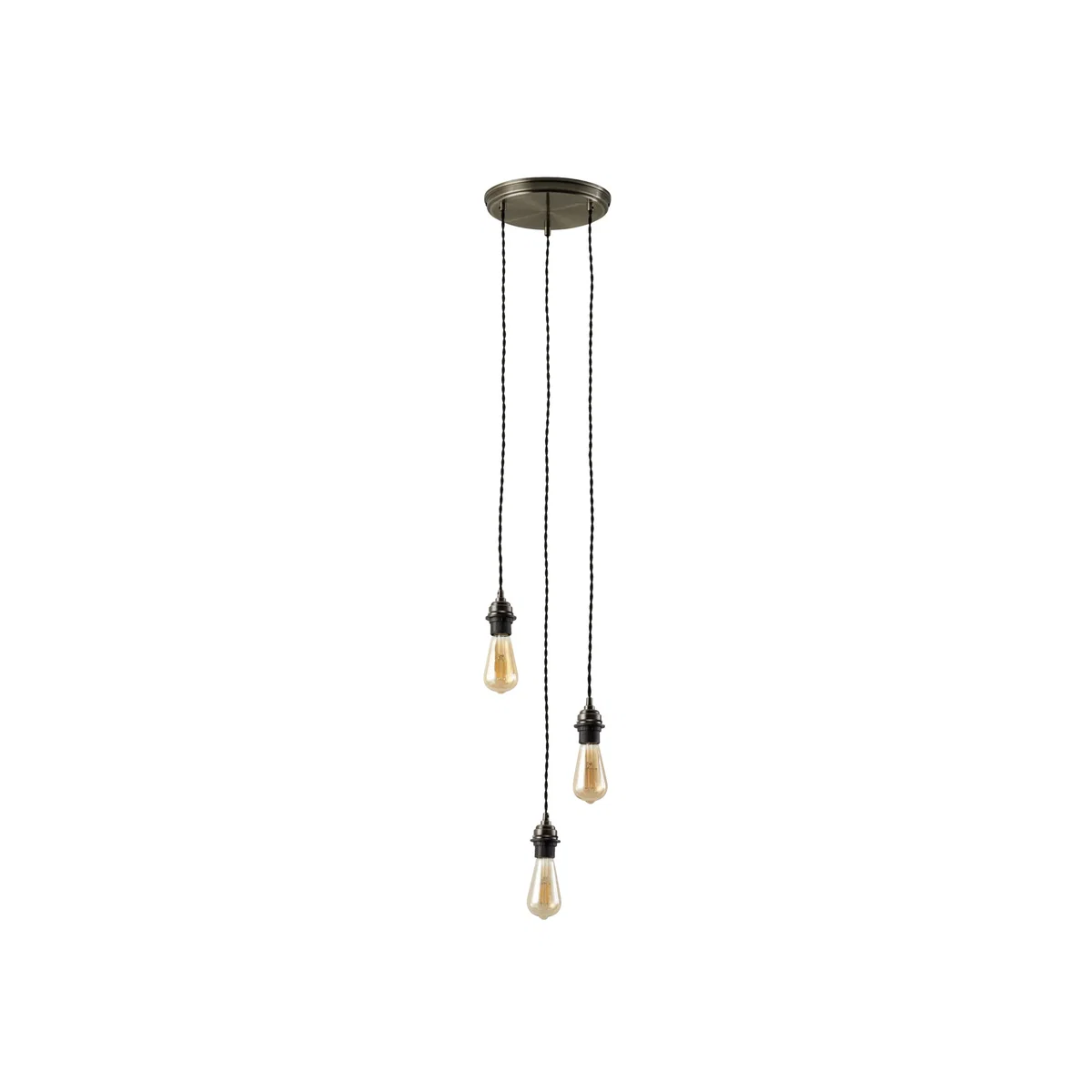 Brushed Bronze Vintage Braided Cable 3 Light Pendant Set - Brushed Bronze – image 1
