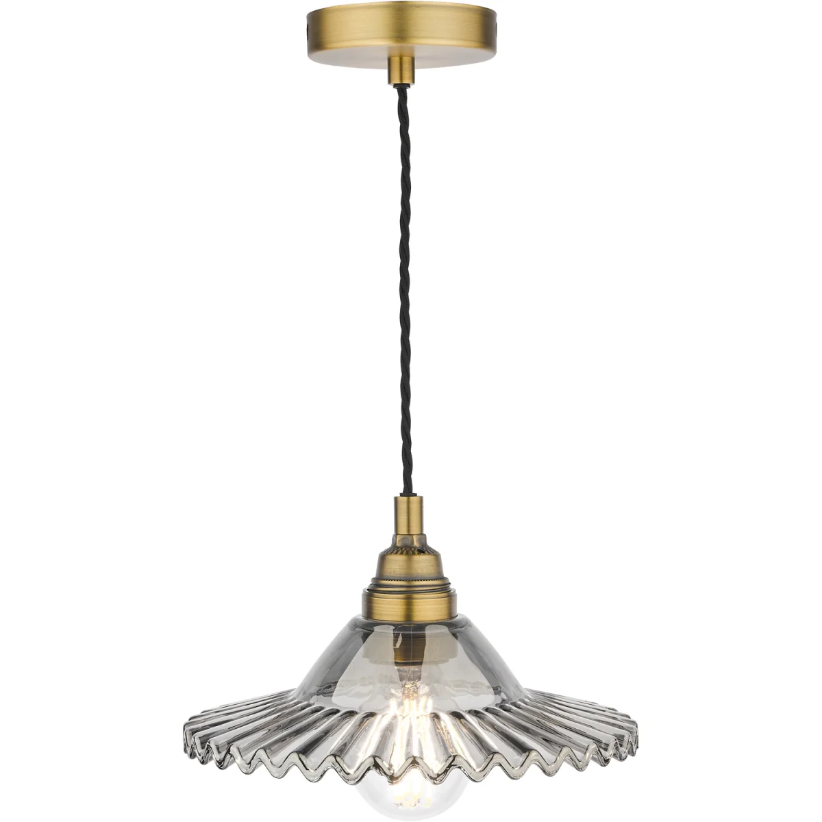 Laura Ashley Pippa Pendant Aged Brass Smoked Glass – image 2