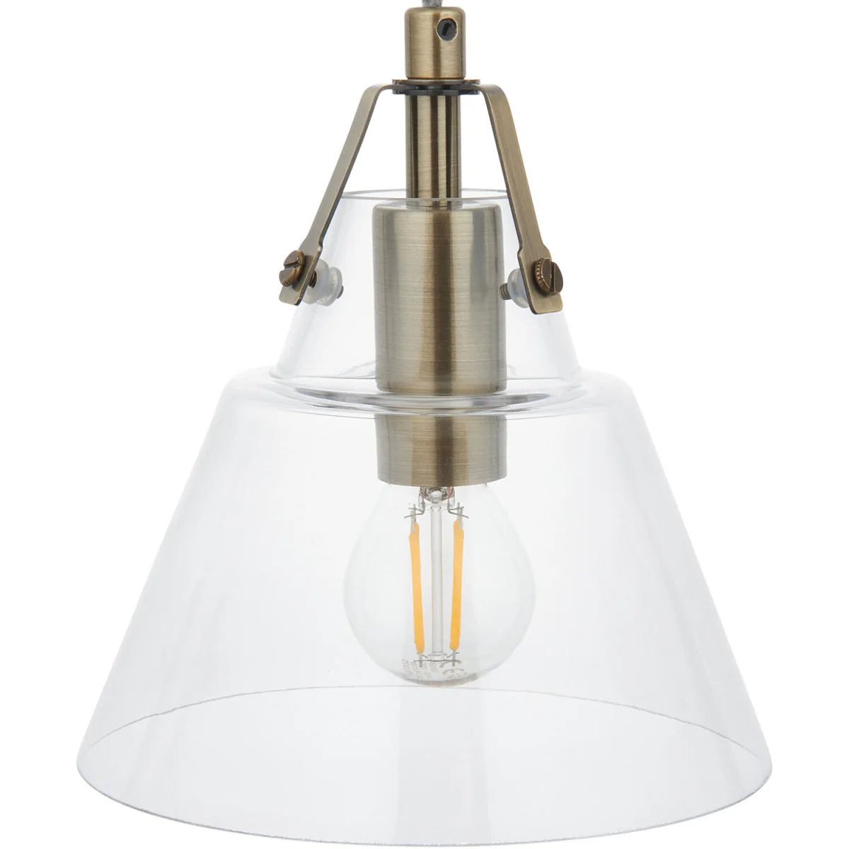 Set Of 2 Rushcombe 3lt Bar Ceiling Pendant Lights - Antique Brass Plate And Clear Glass – image 5