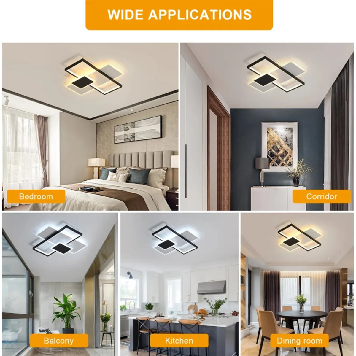 Ceiling Light Black Rectangles - Black – image 3